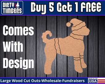 Labradoodle Dog Wood Sign With Lines Unfinished Wood Door Hanger Paint Blank Diy Kit Door Hanger Blank Wood Shape Cut Out Wood  DT2377