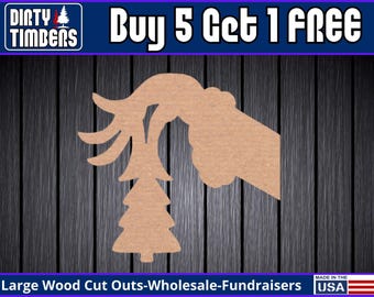 Grinch Wood Ornament Sign Unfinished Wood Door Hanger MDF Paint Blank Diy Kit Door Hanger Blank Wood Shape Cut Out Wood Wall Sign DT2243