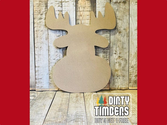 Unfinished, Moose, Reindeer , Sign, Door, Hanger, DIY, Blank, Wood, Cut, Out, Ready, To, Paint, Custom, Christmas, Fall, Party, DT2161