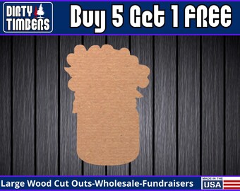 Flowers Mason Jar Unfinished Wood Door Hanger MDF Paint Blank Diy Kit Door Hanger Blank Wood Shape Cut Out Wood Wall Sign Wood Door DT2241