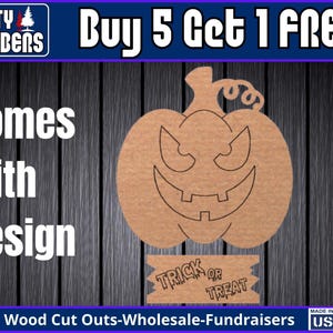 Pumpkin Wood Sign Template - DIY Evil Face Door Hanger Blank DT0110