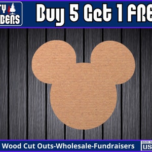 Mickey Mouse Wood Sign Unfinished Wood Door Hanger MDF Paint Blank Diy Kit Door Hanger Blank Wood Shape Cut Out Wood Wall Sign  DT2115