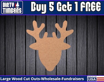 Reindeer Wood Sign Unfinished Wood Door Hanger MDF Paint Blank Diy Kit Door Hanger Blank Wood Shape Cut Out Wood Wall Sign Wood Door DT2253