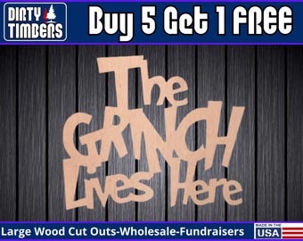 Grinch Lives Here Wood Sign Template Unfinished Wood Door Hanger MDF Paint Blank Diy Kit Door Hanger Blank Wood Shape Cut Out DTO123