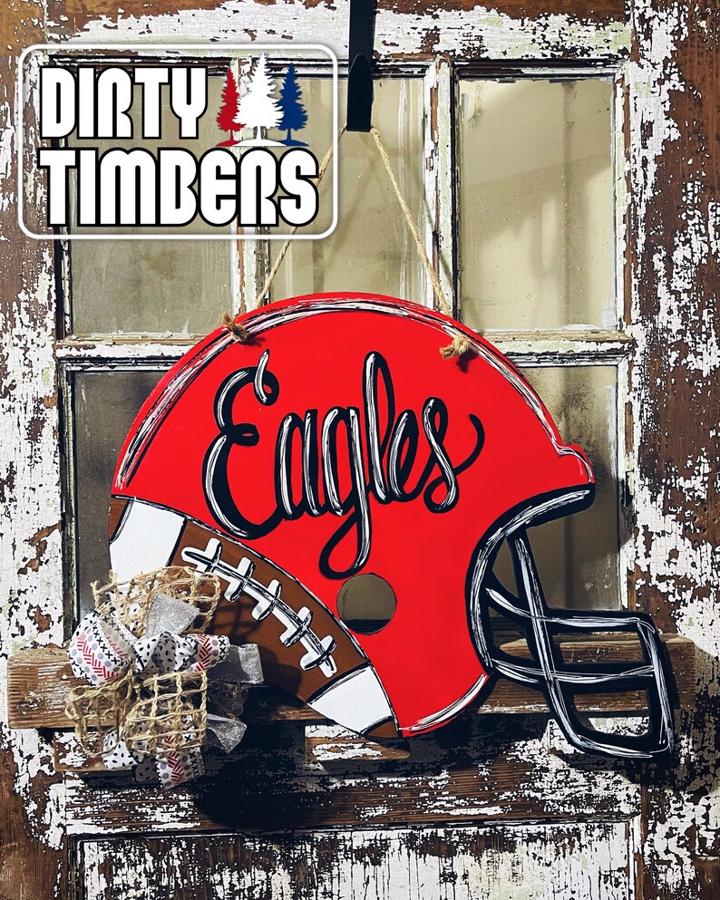 Football Helmet Door Hanger Nfl Unfinished Ready to Etsy