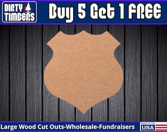 Police Badge Unfinished Wood Door Hanger MDF Paint Blank Diy Kit Door Hanger Blank Wood Shape Cut Out Wood Wall Sign Wood Door DT2050