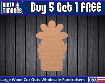 Flower Wood Sign Unfinished Flower Pot Door Hanger Summer Beach MDF DIY Blank Wood Cut Out Ready To Paint Custom Wholesale DT2203