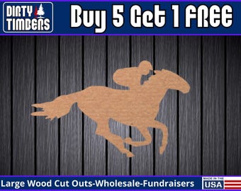 Horse Race Wood Sign Unfinished Horse Wood Door Hanger MDF Paint Blank Diy Kit Door Hanger Blank Wood Shape Cut Out Wood Door Sign DT2325