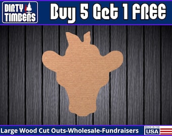 Heifer Cow Farmhouse Style Farm Animal Unfinished Door Hanger DIY Blank Wood Cut Out Ready To Paint Custom Wholesale DT2129