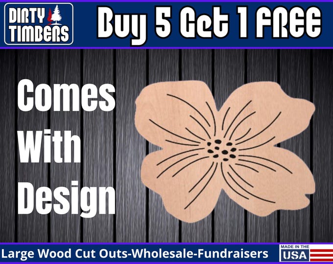Featured listing image: Dogwood Wood Sign Template Unfinished Wood Door Hanger MDF Paint Blank Diy Kit Door Hanger Blank Wood Shape Cut Out DT2454