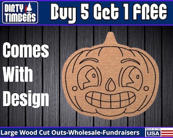 Vintage Pumpkin Retro Lines Wood Sign Template Unfinished Wood Door Hanger Paint Blank Diy Kit Door Hanger Blank Wood Shape Cut Out DTO117