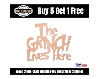 The Grinch Lives Here Wood Sign Template Unfinished Wood Door Hanger Paint Blank Diy Kit Door Hanger Blank Wood Shape Cut Out DTO123