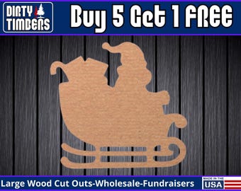 Santa Sleigh Wood Sign Unfinished Wood Door Hanger MDF Paint Blank Diy Kit Door Hanger Blank Wood Shape Cut Out Wood Template DT2379