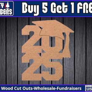 Graduation 2025 Wood Sign Unfinished Wood Door Hanger MDF Paint Blank Diy Kit Door Hanger Blank Wood Shape Cut Out Wood Door Sign DT2307