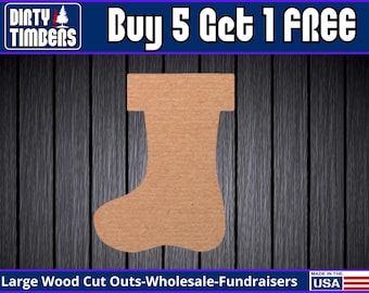 Christmas Stocking Wood Sign Unfinished Wood Door Hanger MDF Paint Blank Diy Kit Door Hanger Blank Wood Shape Cut Out Wood Wall Sign DT2237