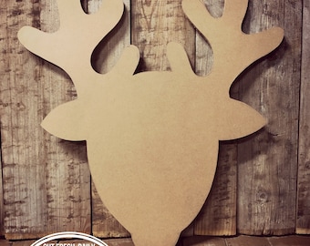 Unfinished, Reindeer, 2, Christmas, Door Hanger, Ready To Paint, Decor, DIY, Blank, Holiday Decor, Paint Blank, Wood, Cut, Out