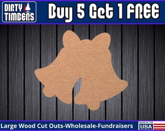 Christmas Bells Wood Sign Unfinished Wood Door Hanger MDF Paint Blank Diy Kit Door Hanger Blank Wood Shape Cut Out Wood Wall Sign DT2223