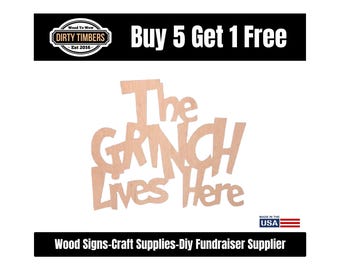 The Grinch Lives Here Wood Sign Template Unfinished Wood Door Hanger Paint Blank Diy Kit Door Hanger Blank Wood Shape Cut Out DTO123