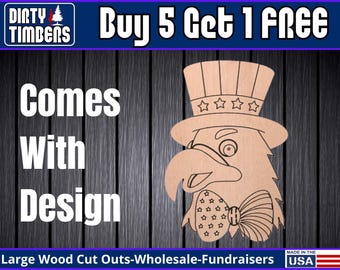 Eagle Uncle Sam Wood Sign Template Unfinished Wood Door Hanger MDF Paint Blank Diy Kit Door Hanger Blank Wood Shape Cut Out DTO101