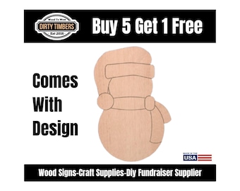 Snowman With Lines Wood Sign Template Unfinished Door Hanger MDF Paint Blank Diy Kit Blank Shape Cut Out DTO141