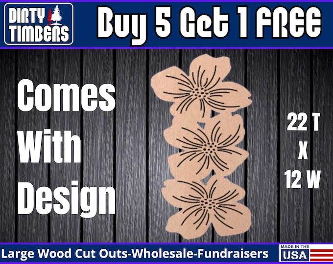 Featured listing image: Dogwood Wood Sign Template Unfinished Wood Door Hanger MDF Paint Blank Diy Kit Door Hanger Blank Wood Shape Cut Out DT2446