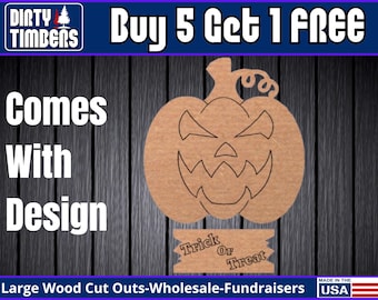 Pumpkin Jack O Lantern Lines Wood Sign Template Unfinished Wood Door Hanger MDF Paint Blank Diy Door Hanger Blank Wood Shape Cut Out DTO112