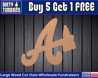 Atlanta Braves Baseball Wood Sign Unfinished Door Hanger DIY MDF Blank Wood Cut Out Ready To Paint Summer Baseball Paint Wood Sign DT2304