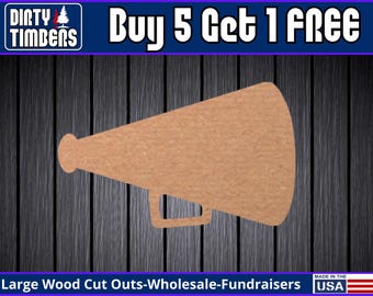 Megaphone Cheer Wood Sign Unfinished Door Hanger Cheerleading Front Door Sign MDF DIY Blank Wood Cut Out Ready To Paint Wholesale