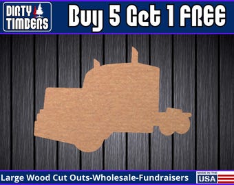Truck Semi Big Rig Unfinished Wood Door Hanger MDF Paint Blank Diy Kit Door Hanger Blank Wood Shape Cut Out Wood Wall Sign Wood Door DT2265