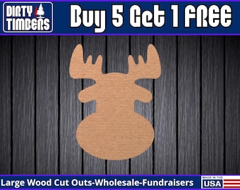 Reindeer Christmas Wood Sign Unfinished Wood Door Hanger MDF Paint Blank Diy Kit Door Hanger Blank Wood Shape Cut Out Wood Wall Sign DT2161