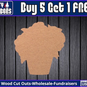 Flowers In Pot Unfinished Flower Sign Door Hanger DIY Blank Wood Cut Out Ready To Paint Spring Wood Flower Party Decoration DT2154