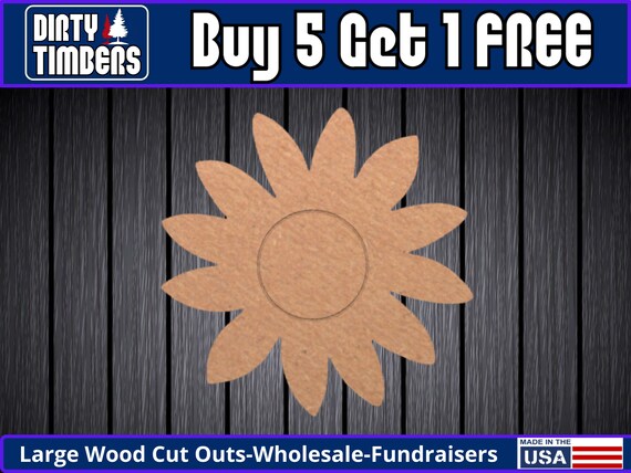 Sun Cutout Unfinished Wood Shape - MDF Door Hanger Blank For DIY Crafting, 1/4" Thick, Made In USA