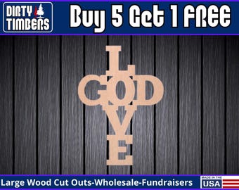 Love God Wood Sign Template Unfinished Wood Door Hanger MDF Paint Blank Diy Kit Door Hanger Blank Wood Shape Cut Out DT2451