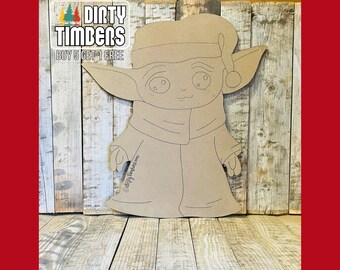 Unfinished, Santa, Baby Yoda, Sign, Door, Hanger, DIY, Blank, Wood, Cut, Out, Ready, To, Paint, Custom, Christmas, Fall, Party, DT2179