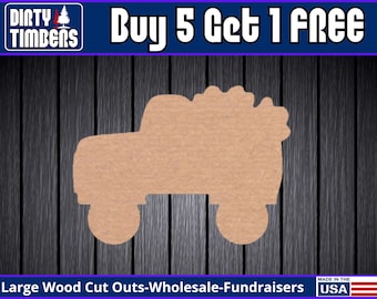 Truck Cotton Wood Sign Unfinished Wood Door Hanger MDF Paint Blank Diy Kit Door Hanger Blank Wood Shape Cut Out Wood Wall Sign DT2242