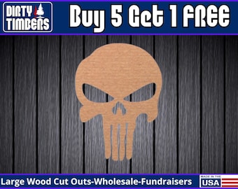 Punisher Skull Wood Sign Unfinished Wood Door Hanger MDF Paint Blank Diy Kit Door Hanger Blank Wood Shape Cut Out Wood Wall Sign DT2080