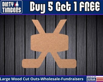 Hockey Stick Unfinished Sign Door Hanger DIY Blank Wood Cut Out Ready To Paint Custom Christmas Fall Party DT2197