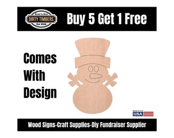 Snowman With Lines Wood Sign Template Unfinished Wood Door Hanger MDF Paint Blank Diy Kit Door Hanger Blank Wood Shape Cut Out DT136