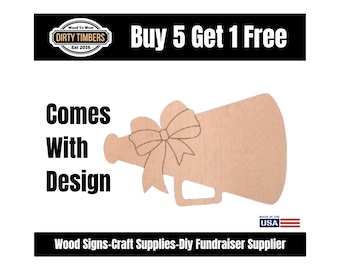 DIY Megaphone Cheer Wood Sign: Unfinished MDF Door Hanger (Ready to Paint) Blank DTO172