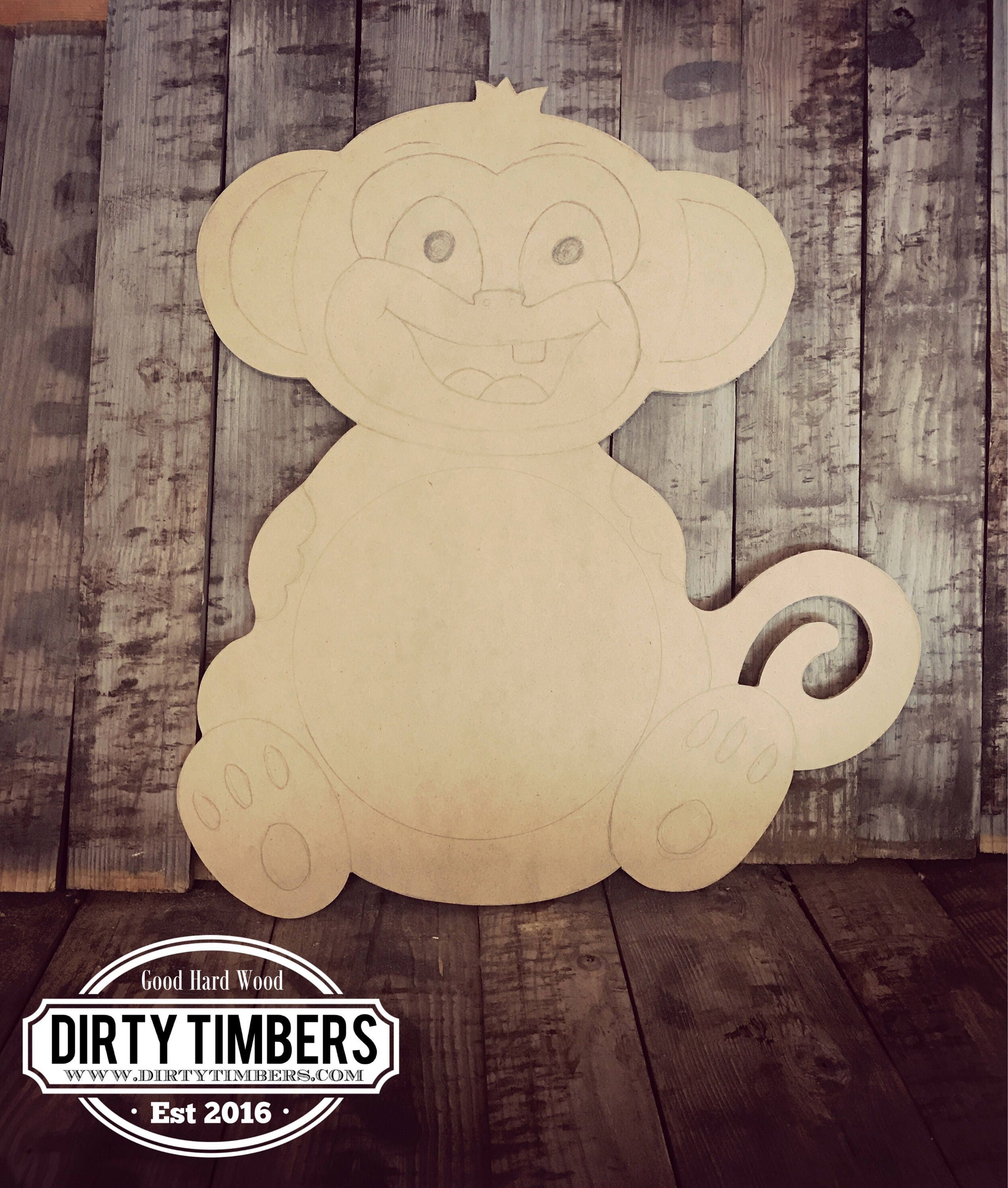 Unfinished Monkey Door Hanger Baby Shower Announcement 1