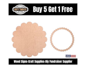 Scallop Round Pattern Wood Door Hanger Blank, Unfinished MDF Paint Ready, DIY Sign Template