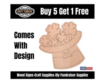 St. Patricks Day Pattern Wood Door Hanger Blank, Unfinished MDF Paint Ready, DIY Sign Template