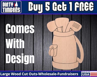 Golf Bag Wood Sign Template Unfinished Wood Door Hanger MDF Paint Blank Diy Kit Door Hanger Blank Wood Shape Cut Out DT2461