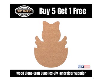 Baby Chick In Egg Wood Door Hanger Blank, Unfinished MDF Paint Ready, DIY Sign Template