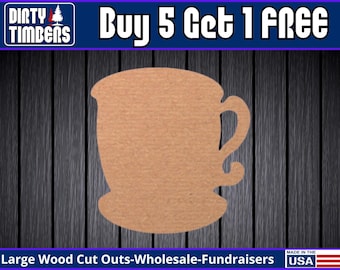 Coffee Cup Unfinished Wood Door Hanger MDF Paint Blank Diy Kit Door Hanger Blank Wood Shape Cut Out Wood Wall Sign Wood Door DT2005