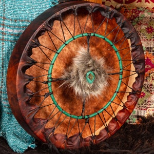 Personal Power shamanic drum, reindeer with dragonstone crystal, custom made