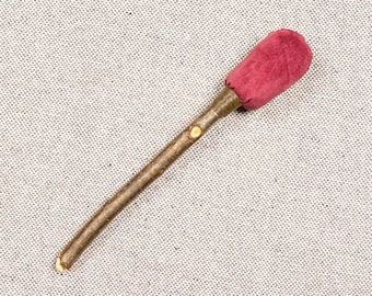 Shamanic drum beater, red suede, handmade drum striker