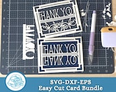 Thank You Card SVG for Cricut Design File, Digital Thank You A2 Size Cards for Wedding and Birthdays, Embellished Detail Downloadable Card