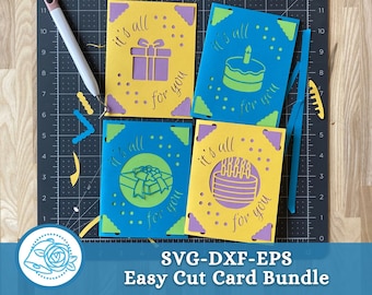 Birthday Embellished Cricut Joy Card SVG Design File, Gratitude Card, Appreciation Gift, Die Cut Easy Insert Card Cut File Bundle