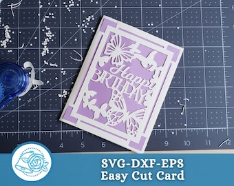 Cricut Joy Butterfly Easy Insert Card Cut File, diy Birthday Card, Birthday Card Cut File, SVG-DXF-EPS Digital Card Design File Download